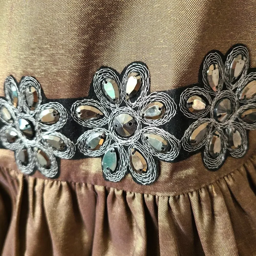 Vintage Y2K Rossi Roma Sequin Silk Skirt SZ Small Embellished‎ Party Trumpet