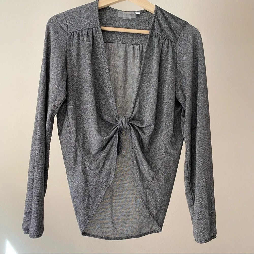 Jyork the Label Miami Florida Swim Silver Metallic Tie Front Top One Size OS