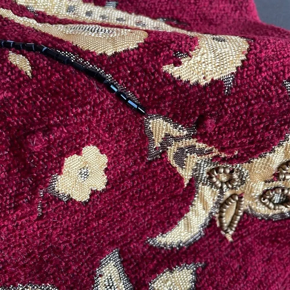 Bob Mackie Vintage Paisley Floral Tapestry Collarless Embellished Blazer