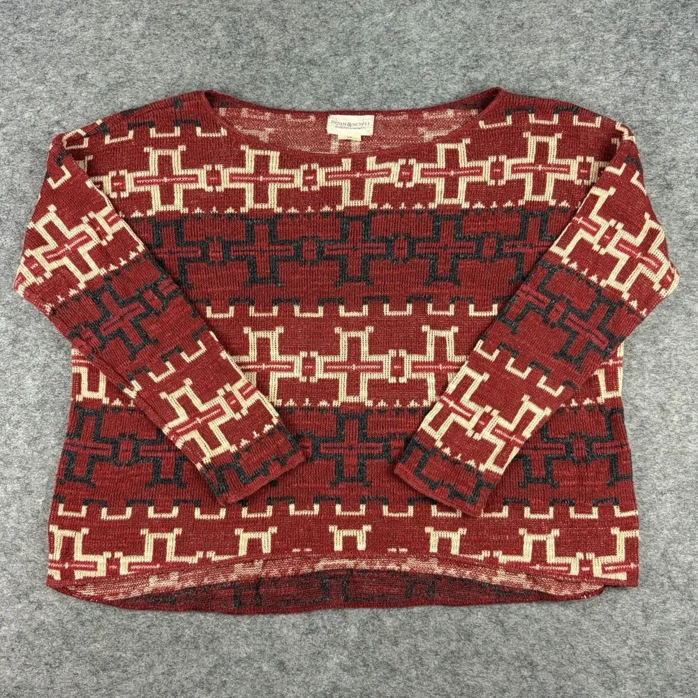 Ralph Lauren Denim & Supply Sweater Cross Southwestern Knit Aztec Large Boho