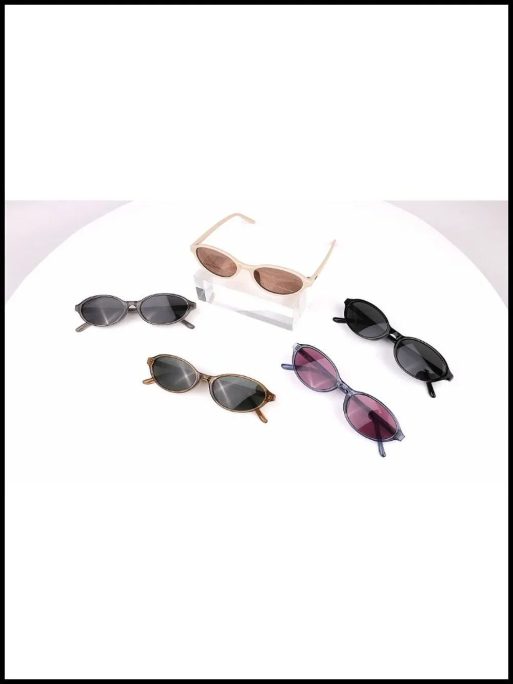 Retro Small Oval Cat Eye Sunglasses 90s Narrow Shades UV400 Protection