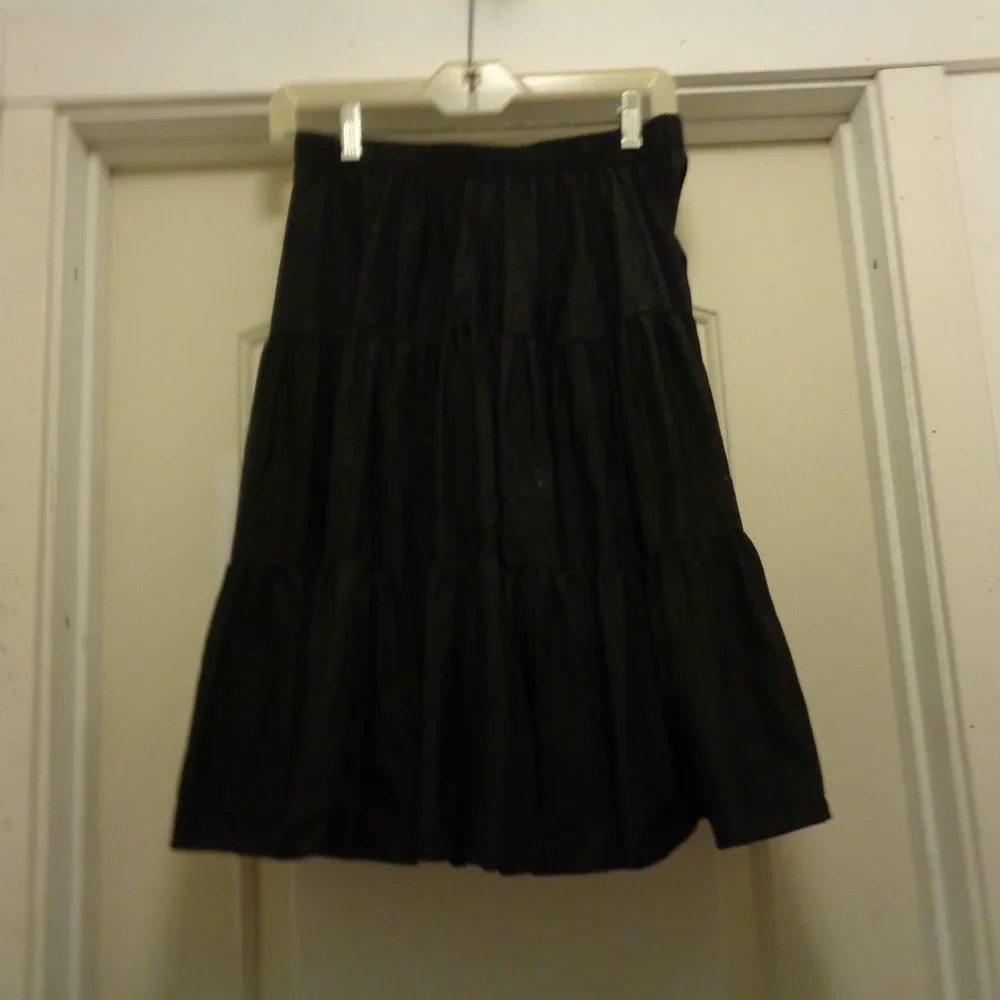 RETRO PINUP PETTICOTT PRAIRIE SQUARE DANCE SHORTER TIERED FULL SKIRT M