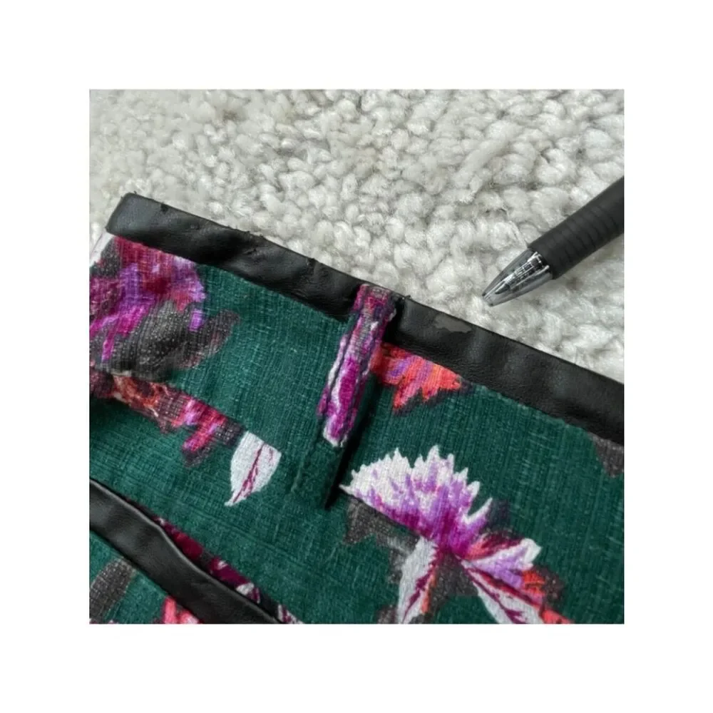 Anthropologie Cartonnier Floral Charlie Trouser Ankle Pants Green Womens 8 FLAW