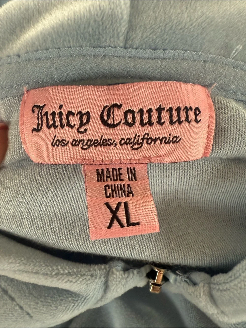 Juicy‎ Couture Hoodie Women’s Size XL Blue OG Big Bling Velour Y2K Cropped