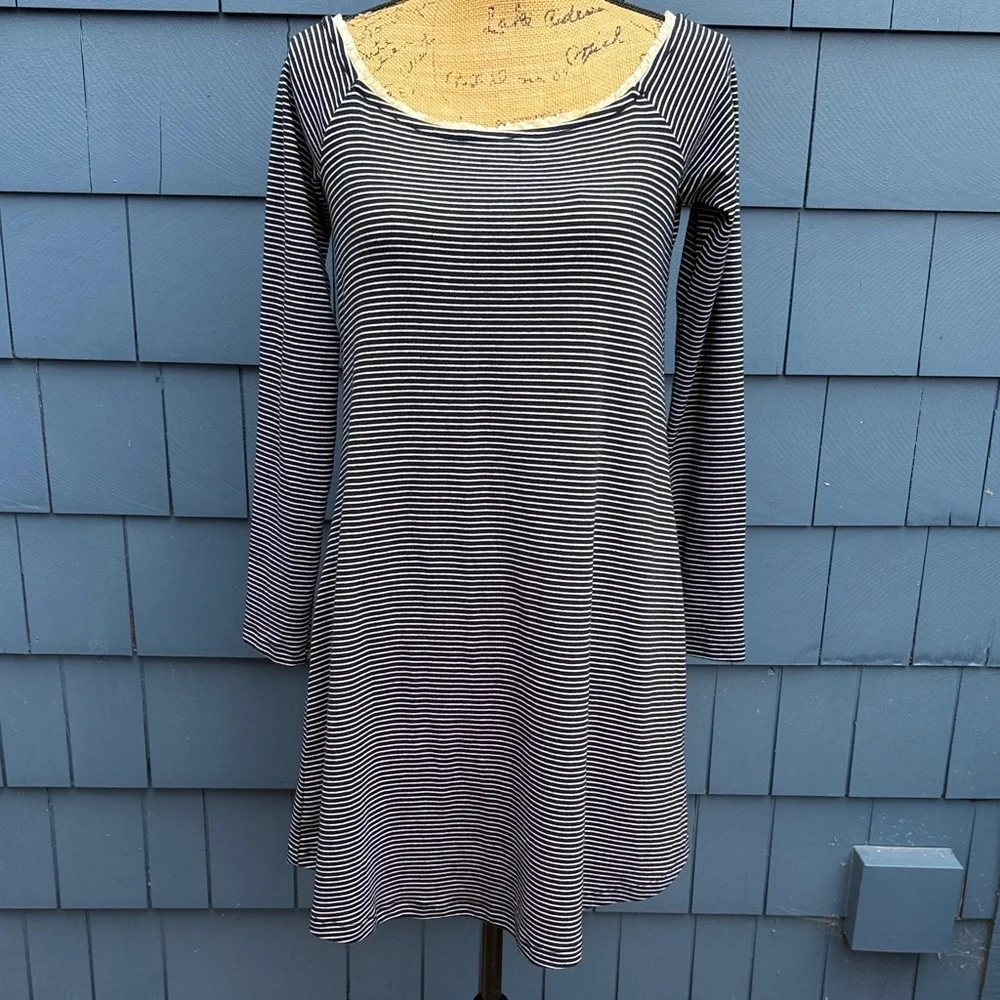 American rag black and white striped dress tunic shirt extra large 63% cotton