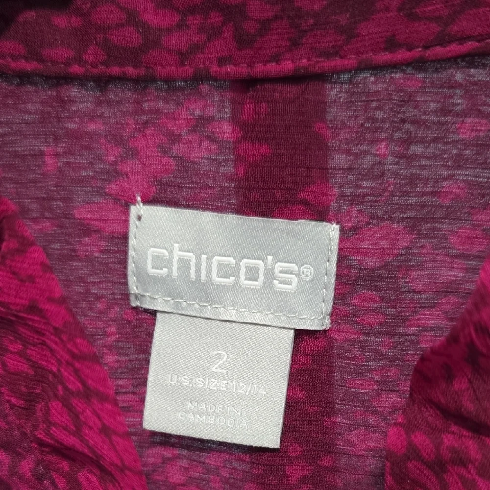 Chicos pattern ruffles neck