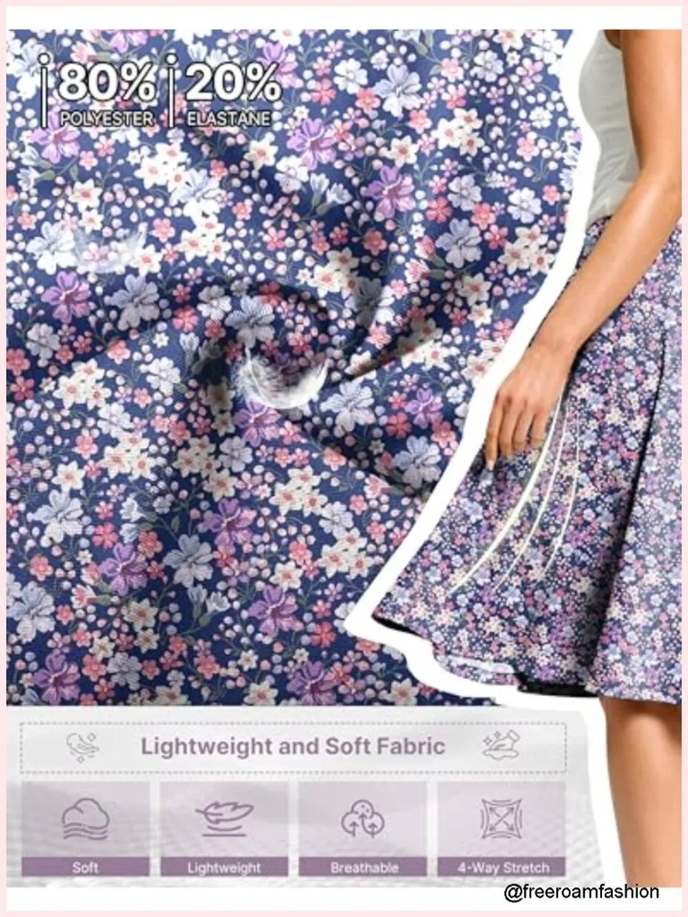 24 Inch Knee Length Long Skort Midi Dressy Casual Summer Travel Skirt with