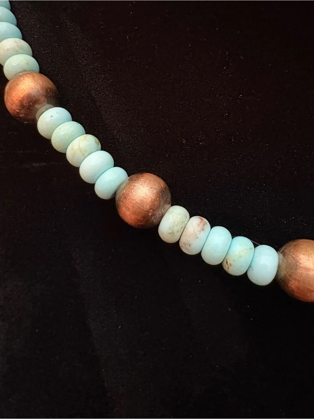 Kingman Turquoise and Navajo Pearls Copper Necklace