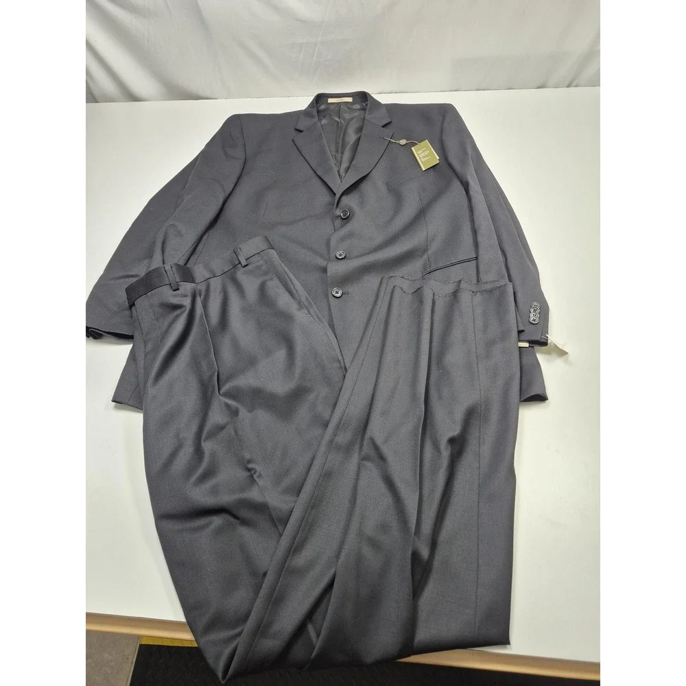 Joseph Abboud Suit Mens 52 Long Black 100% Wool 2 Piece 47x36 Dress Business NWT