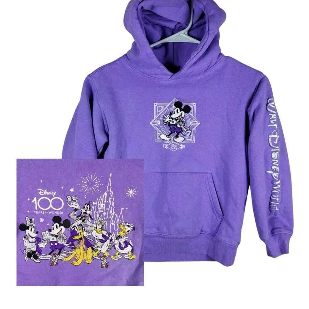 Walt Disney World 100years Mickey‎ and Friends Embroidered Hoodie Youth Size 13