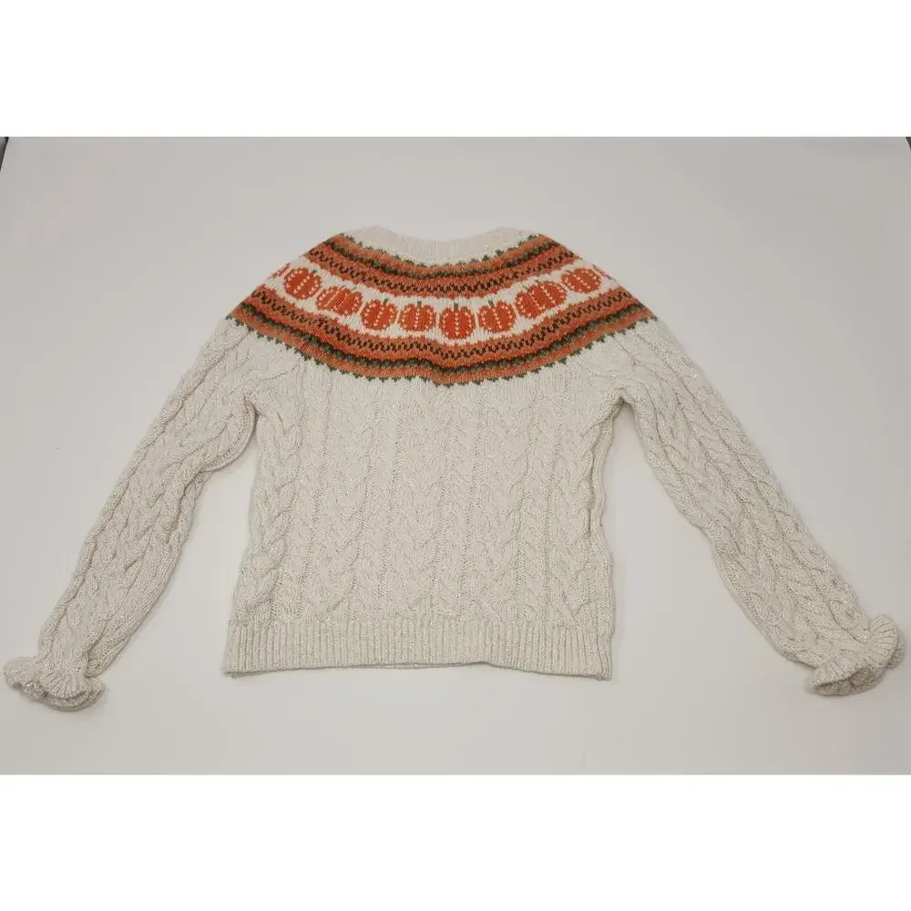 Cynthia Rowley Girls Pumpkin Fall Autumn Thanksgiving Sweater XS 4