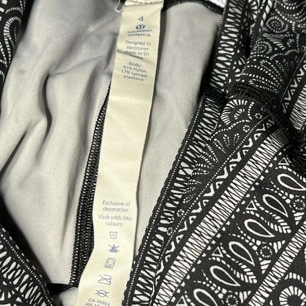 Lululemon Entwined Wunder Under Pant‎ Hi-rise 50 Ice Grey Black 20” Women Size 4
