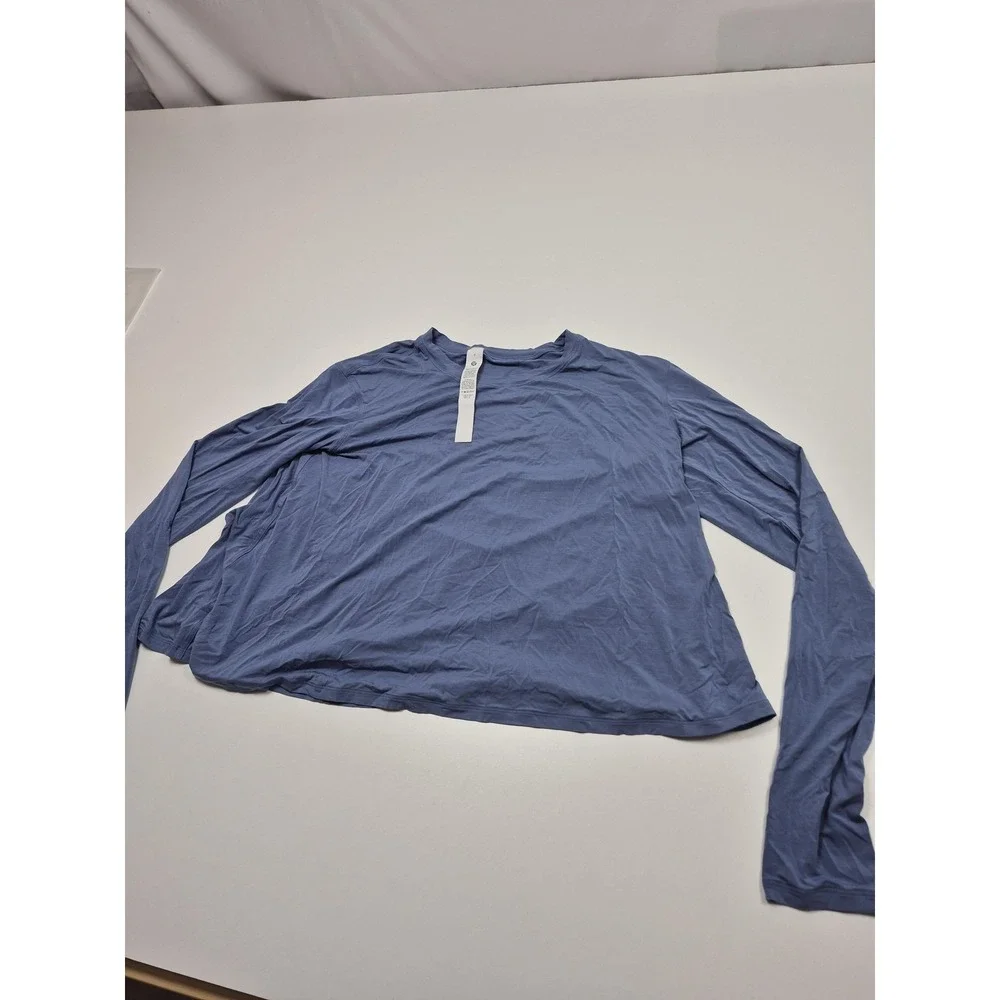 Lululemon Shirt Womens 4 Blue Long Sleeve Lightweight Modal Stretch Yoga Top