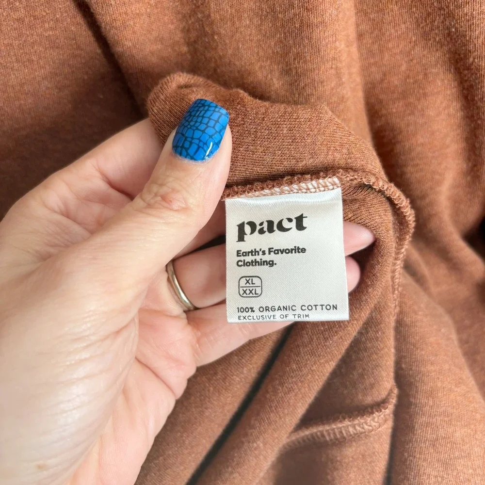 Pact Brooklyn Airplane Organic Cotton Open Front Cardigan Size XL/XXL Brown‎