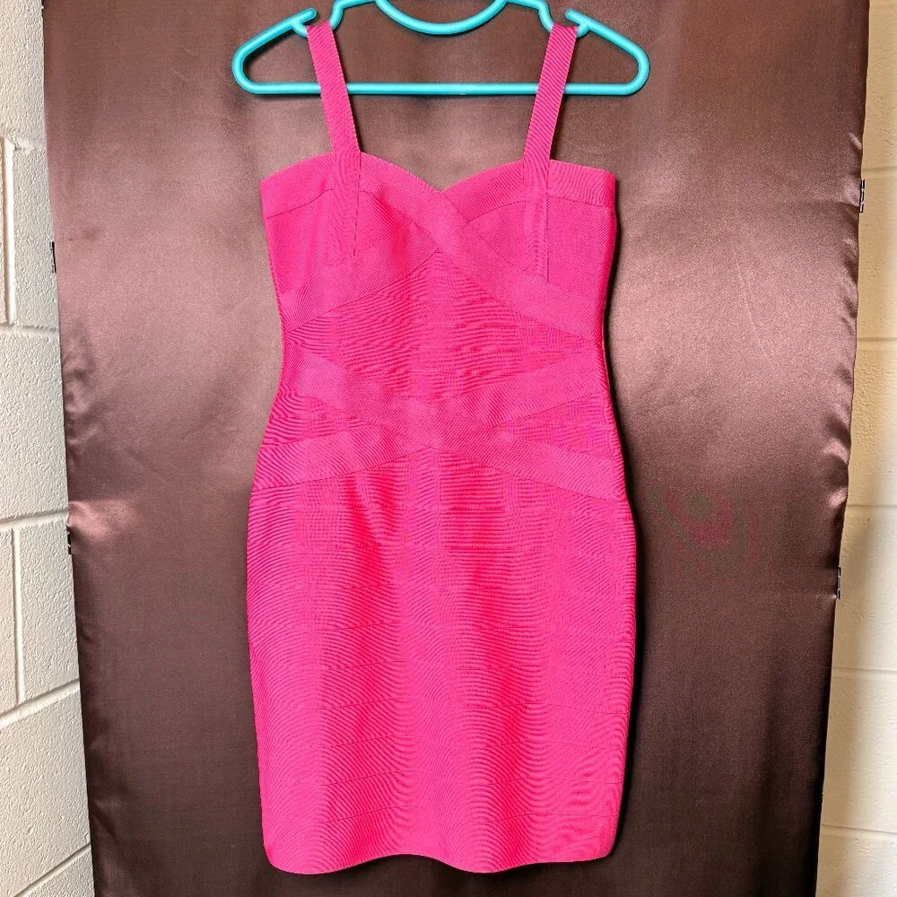 UONBOX Women's L, XL Fuchsia Rayon Cute Mini Sleeveless Bodycon Strap Dress‎
