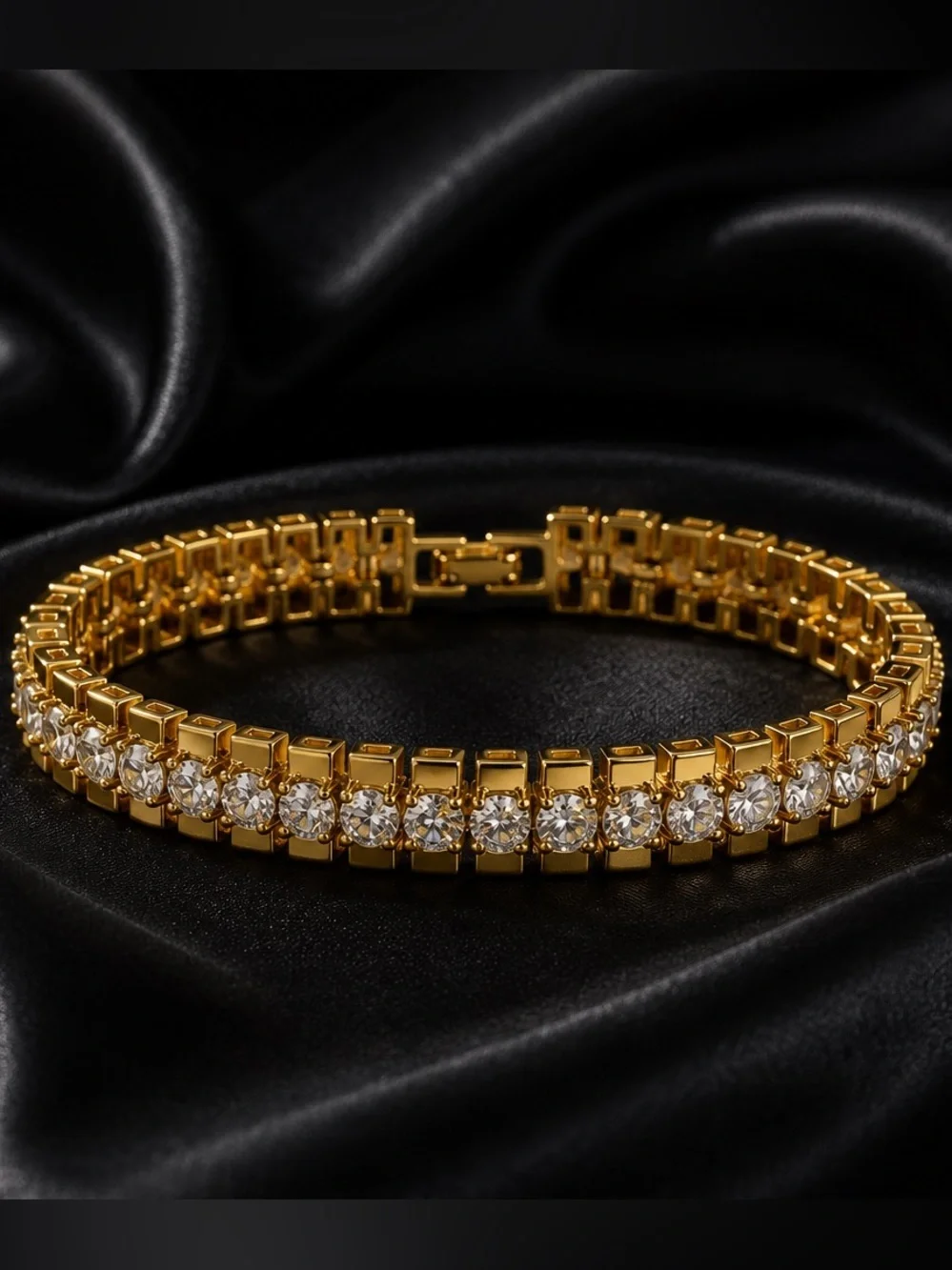 14 K gold plated Cubic Zirconia Chunky bracelet for women