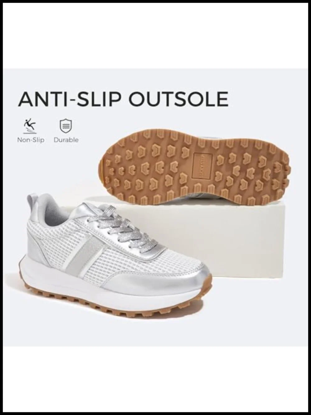 Women Platform Walking Shoe Retro Classic Casual Rhinestone Sneakers Lace-Up
