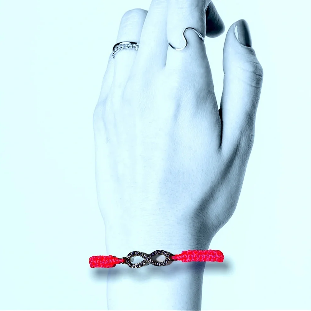 Neon Pink Retro Rhinestone Studded Infinity Adjustable Bracelet