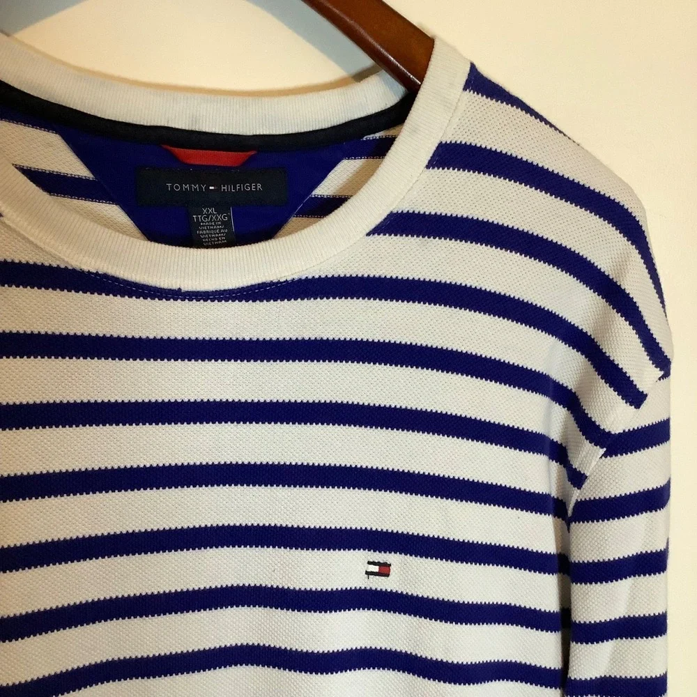 Tommy Hilfiger Mens Long Sleeve Striped Crewneck Pullover‎ Golf Shirt Size XXL