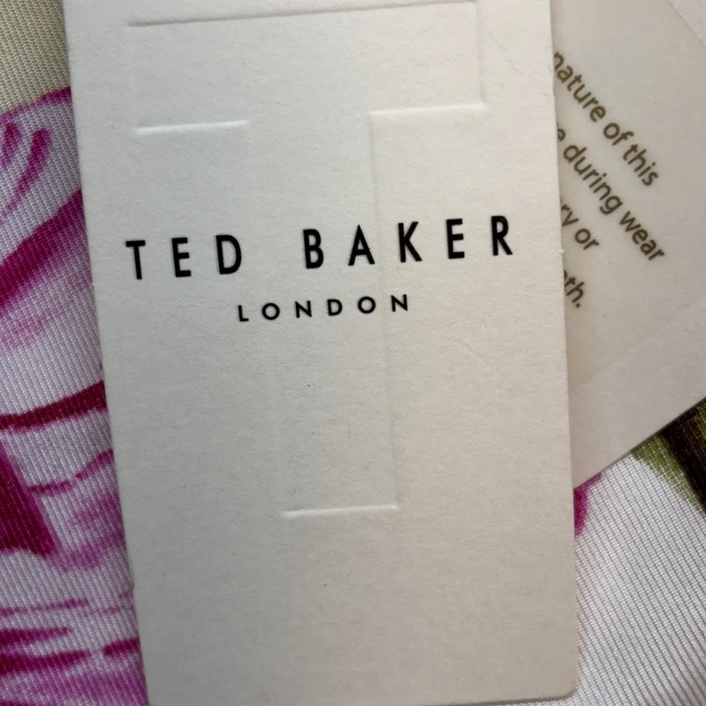 Ted Baker‎ Saphiya Floral Geometric Asymmetric Midi Skirt White Pink Size 5 NEW