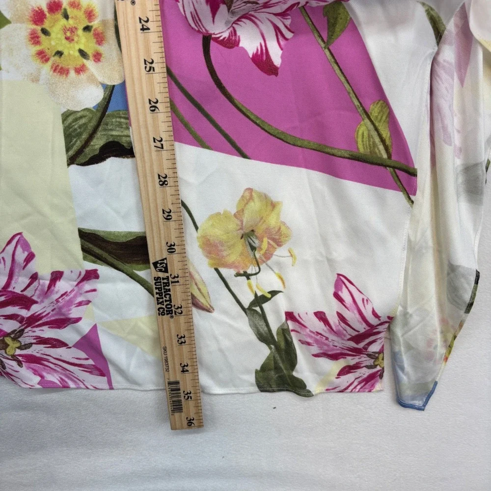Ted Baker‎ Saphiya Floral Geometric Asymmetric Midi Skirt White Pink Size 5 NEW