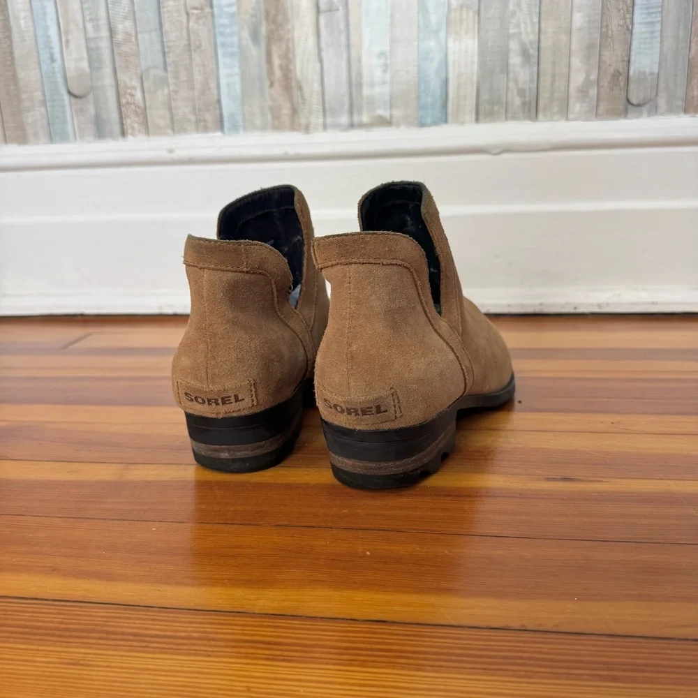 Sorel 10 Side Cut Out Lolla Ankle‎ Boot Bootie Suede Leather Tan Waterproof