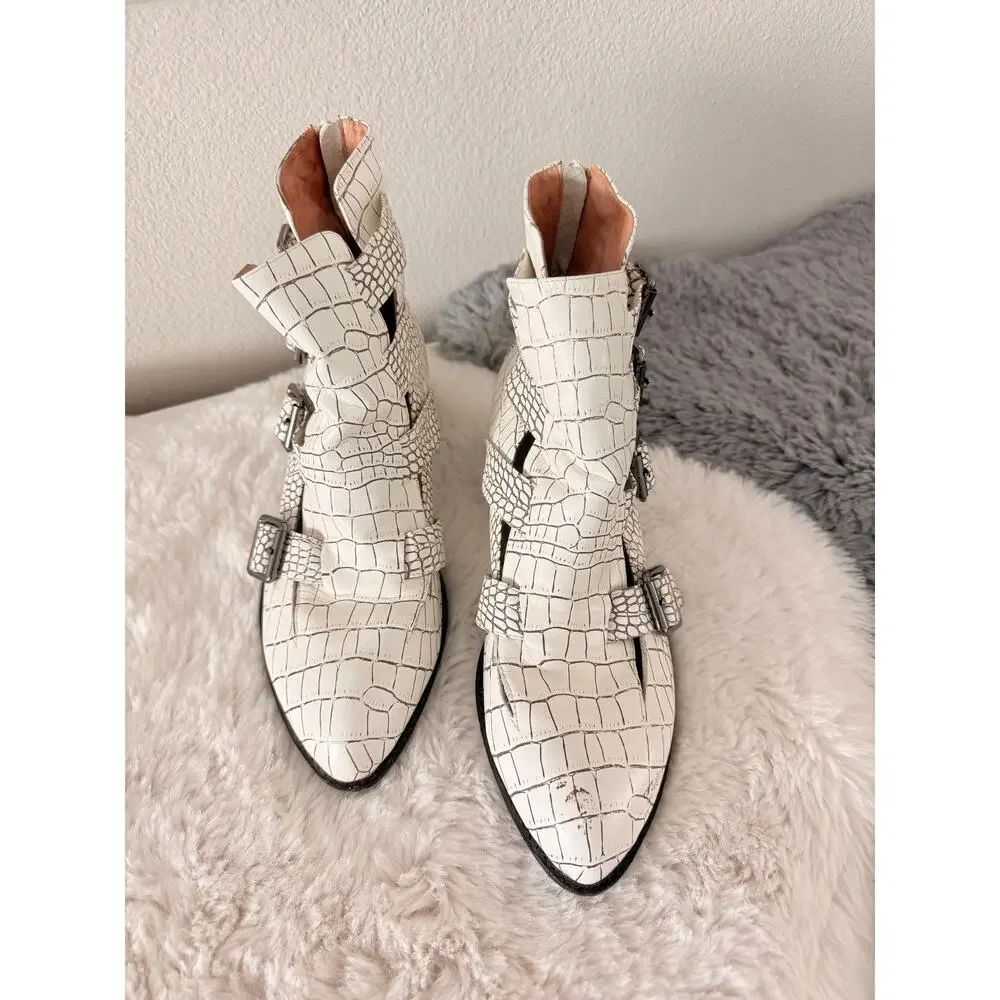 Jeffrey Campbell “Evermore”‎ Cutout Leather Ankle Booties Size 10 Archive Finds
