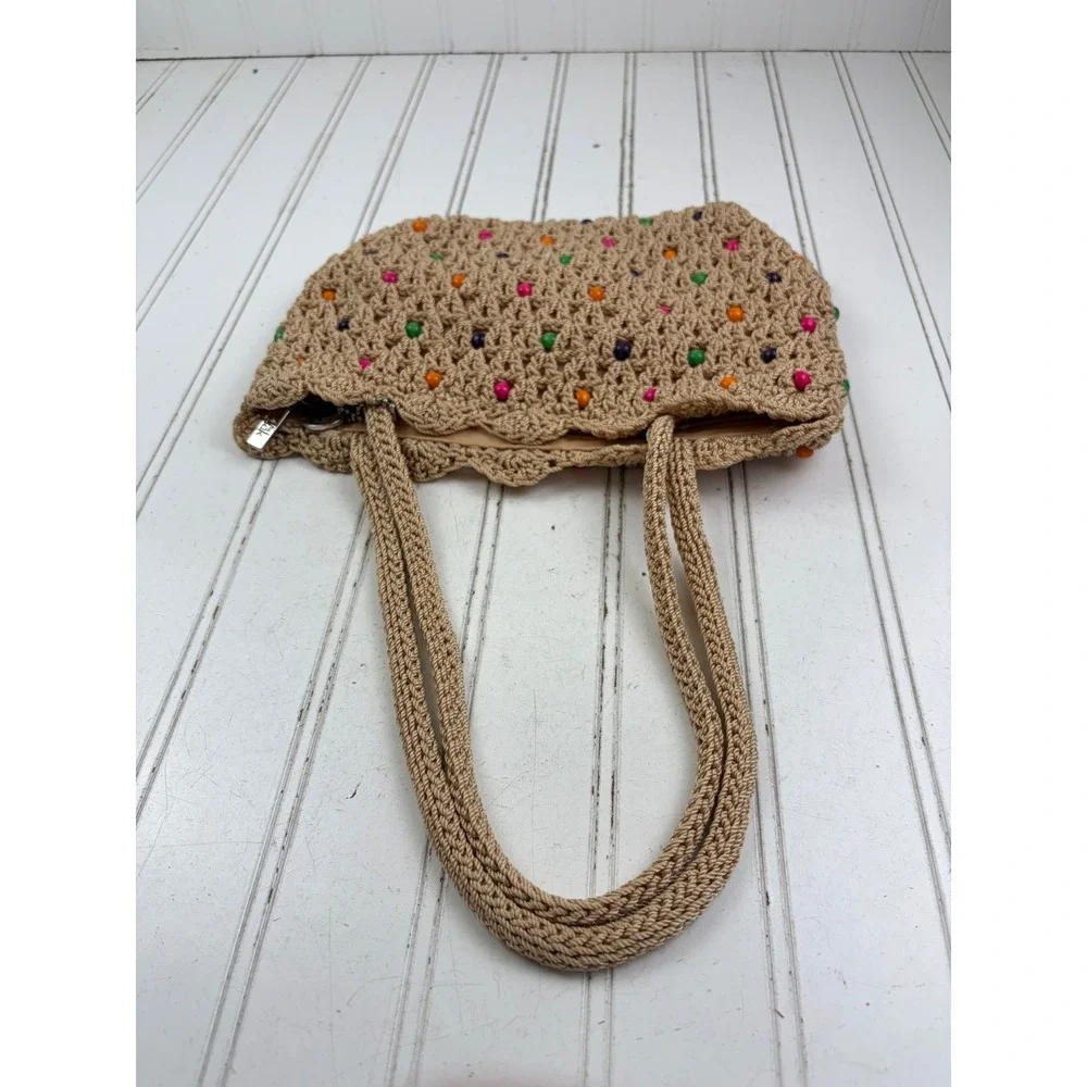 The Sak Vintage Y2K Crochet Beaded Boho Knit Summer Shoulder Bag Purse