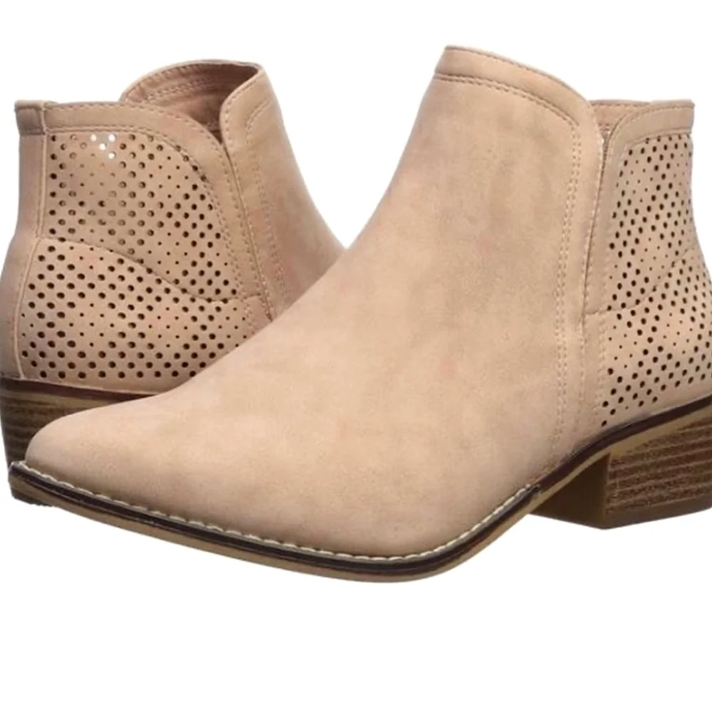 Suede Leather Ankle Boots Booties 8.5 - Madden Girl Blush Tan Pink