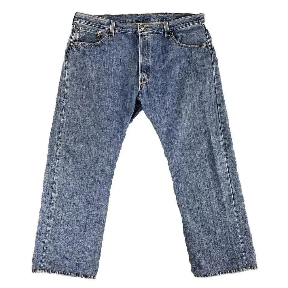Levi's 501 Mens Jeans Button Fly Straight Leg Blue Size W40 L30