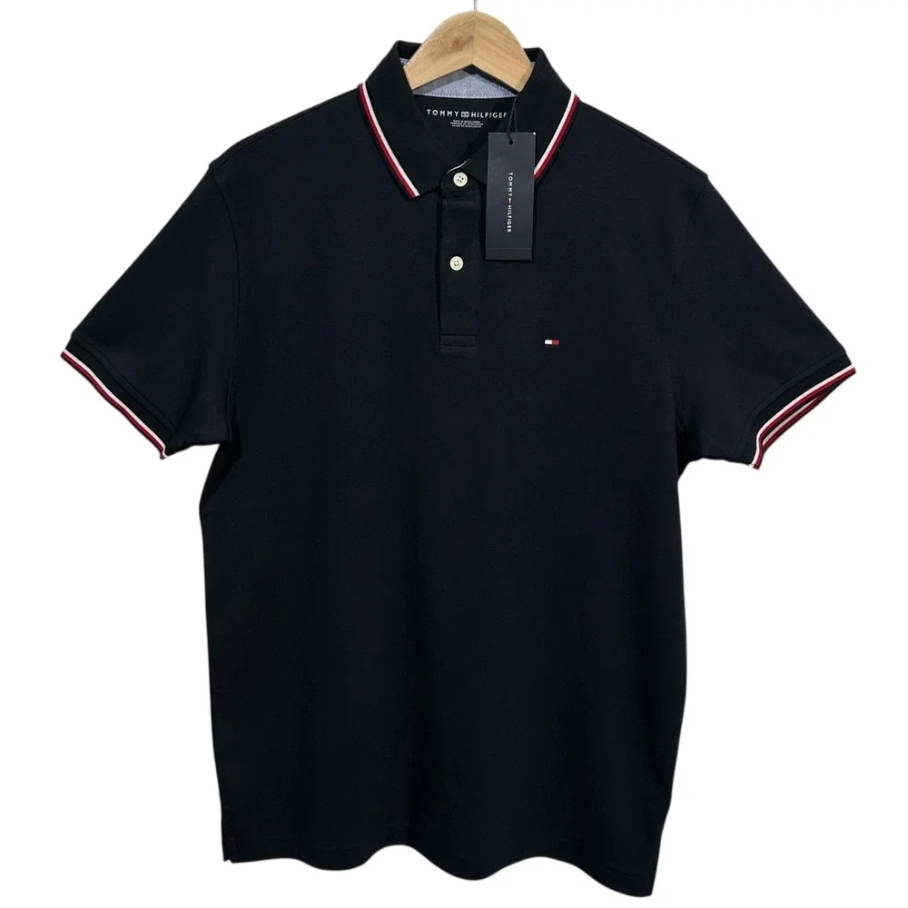 Tommy Hilfiger Men's Cotton Polo Shirt Size M Desert‎ Sky Soft Stretchy Fabric