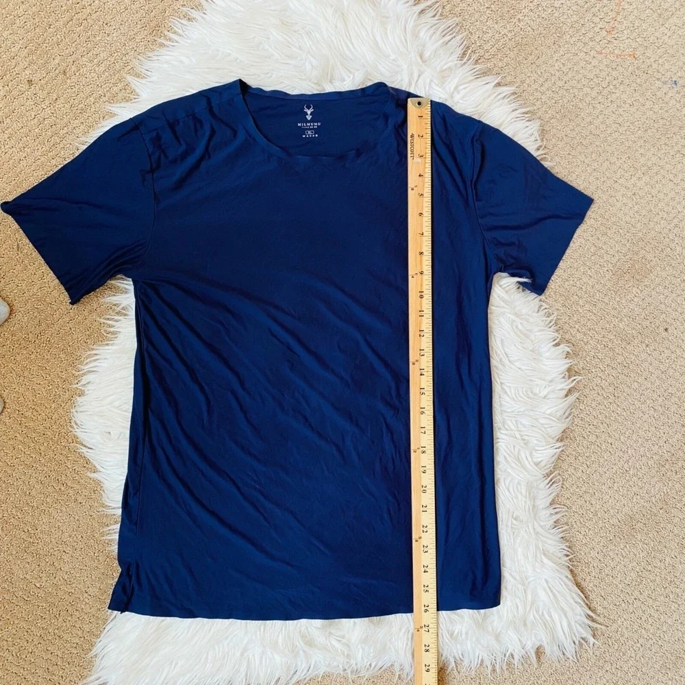Milmumu Shirt Mens XL Compression Blue Short Sleeve Crewneck‎ Athletic