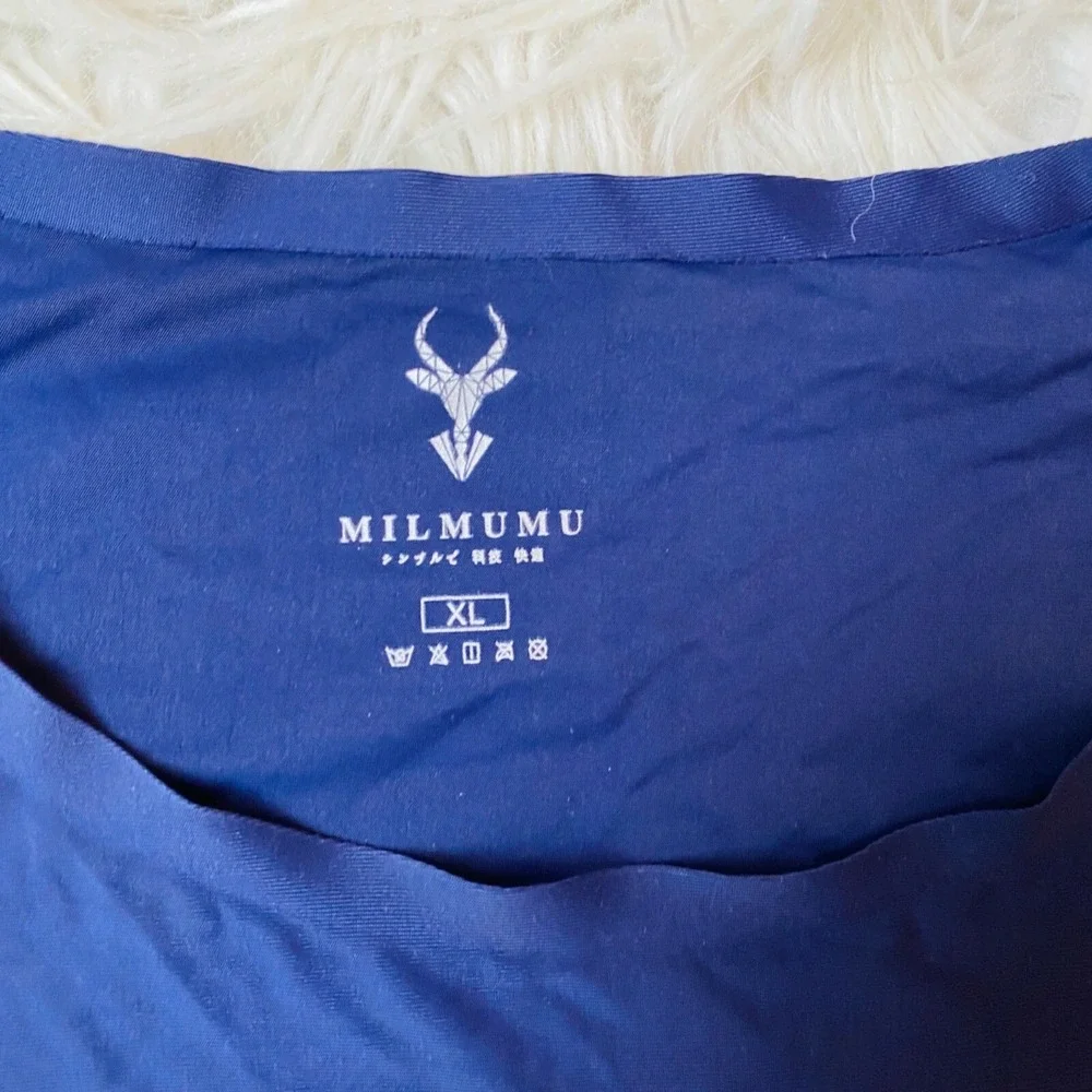 Milmumu Shirt Mens XL Compression Blue Short Sleeve Crewneck‎ Athletic
