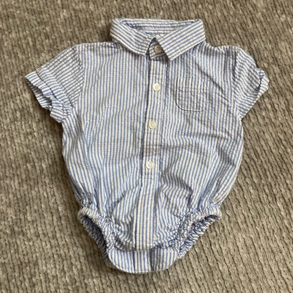Janie and Jack Easter Seersucker Polo Onesie 0-3 Months Stripes Preppy‎ Spring