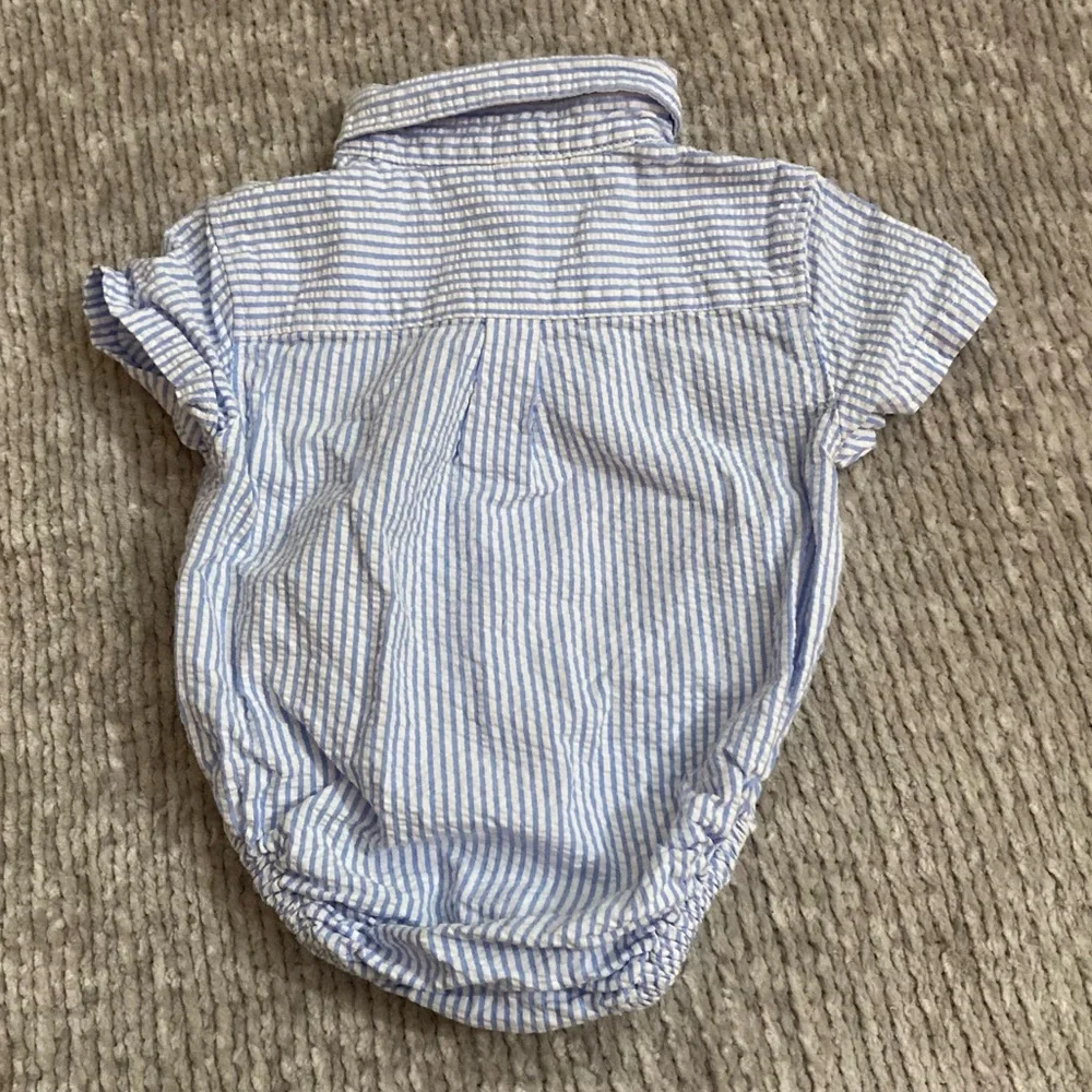 Janie and Jack Easter Seersucker Polo Onesie 0-3 Months Stripes Preppy‎ Spring