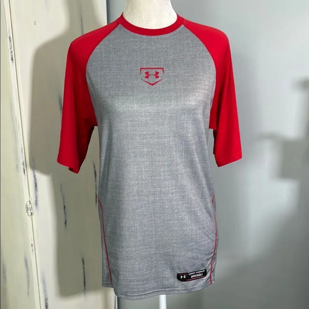 Under Armour Men's Gray and Red Baseball Jersey