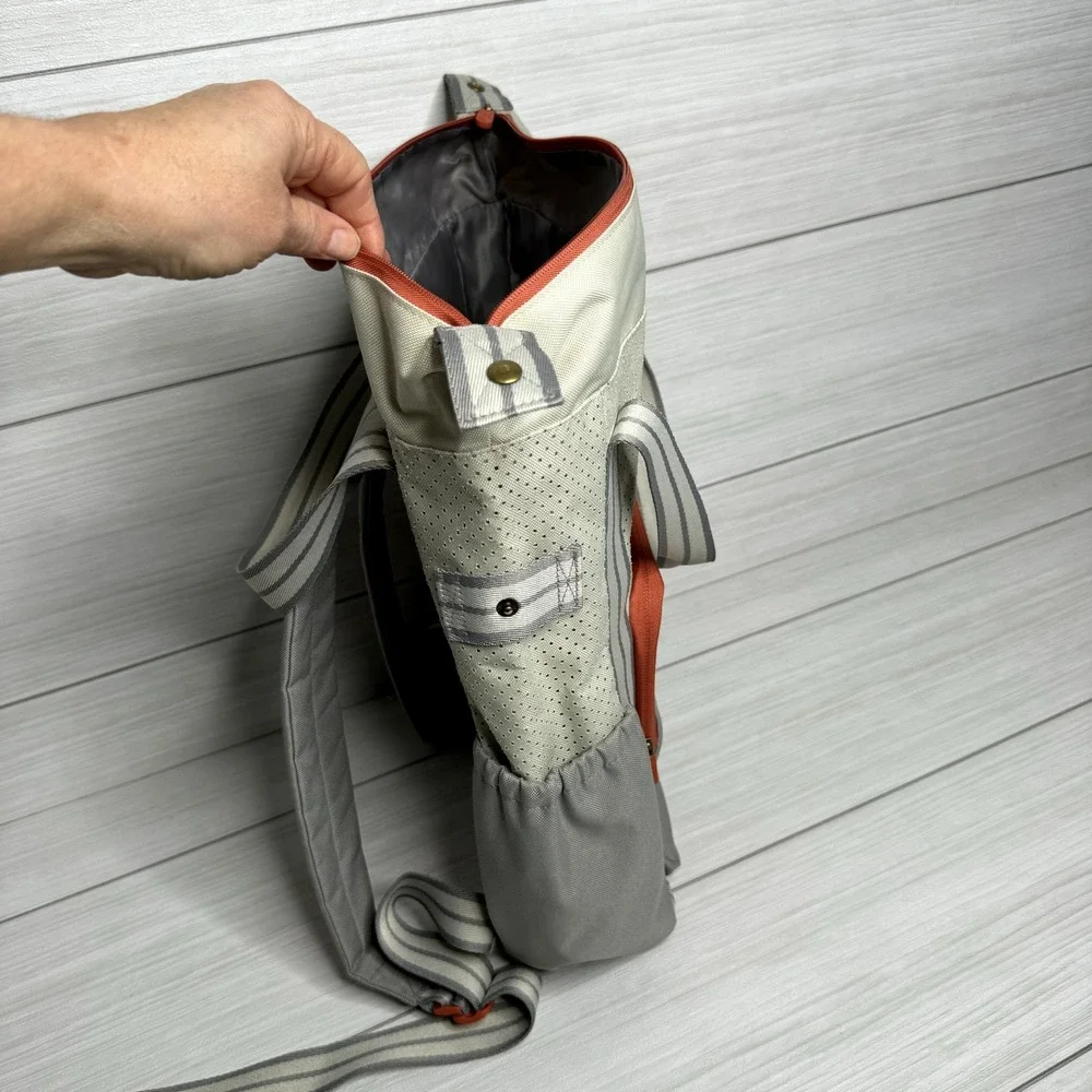 Convertible Backpack Tote Bag Cream Gray Orange‎ Accents Travel Casual