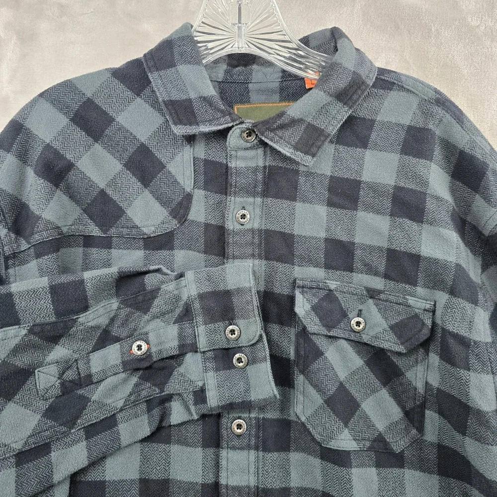 Howler Bros Flannel Shirt Mens Large Gray Black Buffalo Check Long sleeve‎