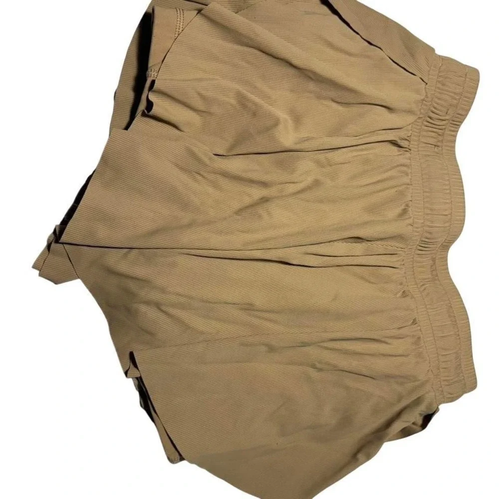 Zyia Active Tan Ribbed Layered Athletic Shorts with‎ Built-in Liner Mens