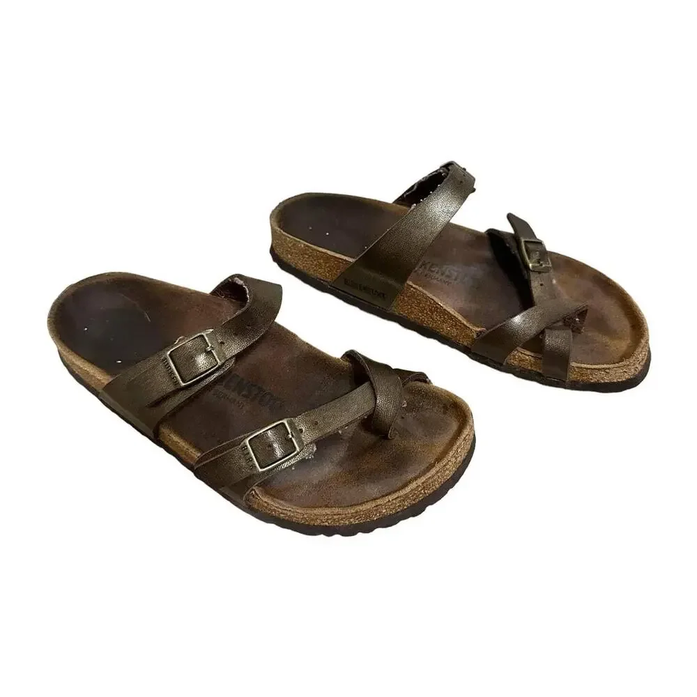 Birkenstock Mayari Birko-Flor Loop Toe Adjustable Strap Slides Sandals Size‎ 7