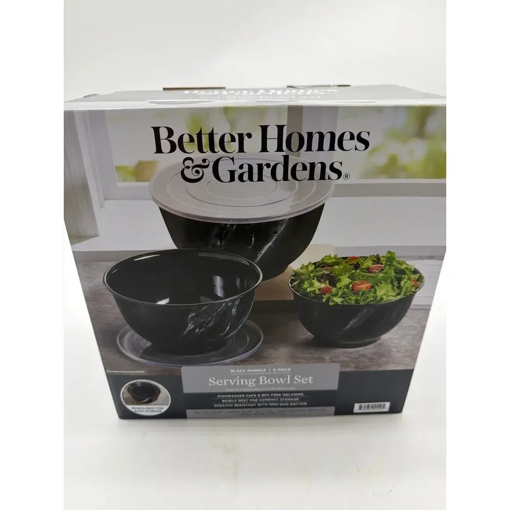 New‎ Better Homes & Gardens Serving Bowl Set -Black Marble