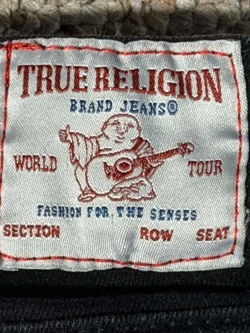 True Religion Boys Ricky Relaxed Straight Big T Black Jeans Red Stitching Size10