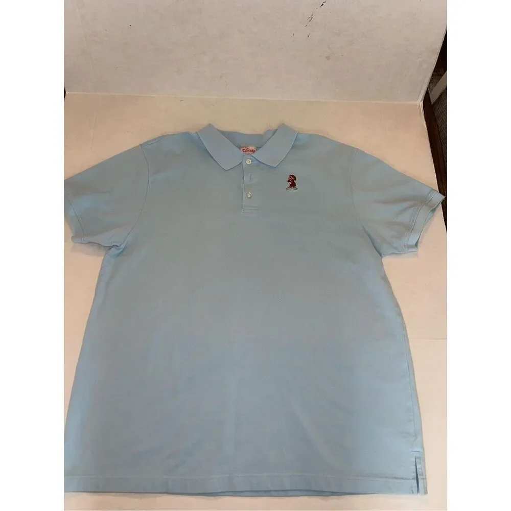 Vtg Disney Light Blue Polo Shirt‎ With Embroidered Grumpy Sz XLarge  A24
