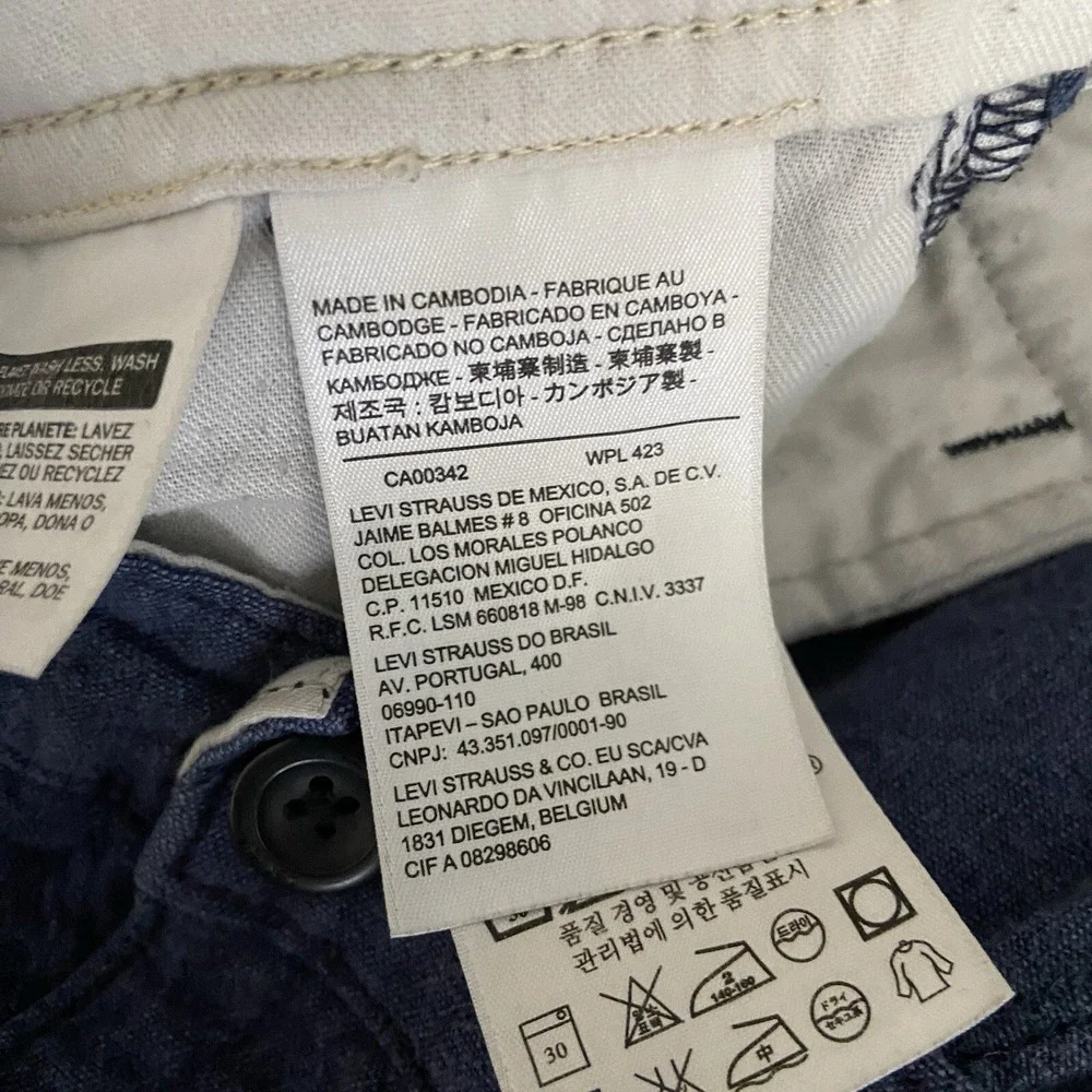 Levi's Jogger Pants Mens 36x27 Linen Blend Cotton Tapered Stretch Lightweight
