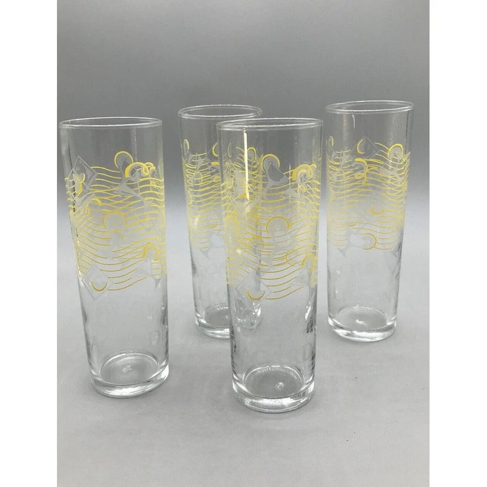 Bicardi‎ Rum Highball Glasses Tom Collins Limon Lemon Cocktail set of 4