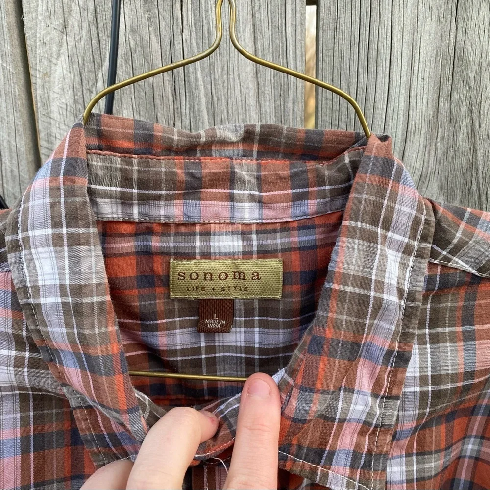 Sonoma Red and Brown Plaid‎ Casual Shirt