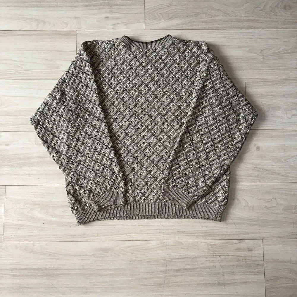 VTG Croft & Barrow Sweater Sz L Knit 3D Textured Multicolor Granda Style 90s‎