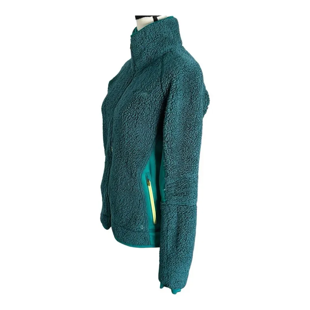 COLUMBIA Women’s‎ Full-Zip Fleece Jacket Coat Medium Green Yellow Outdoor
