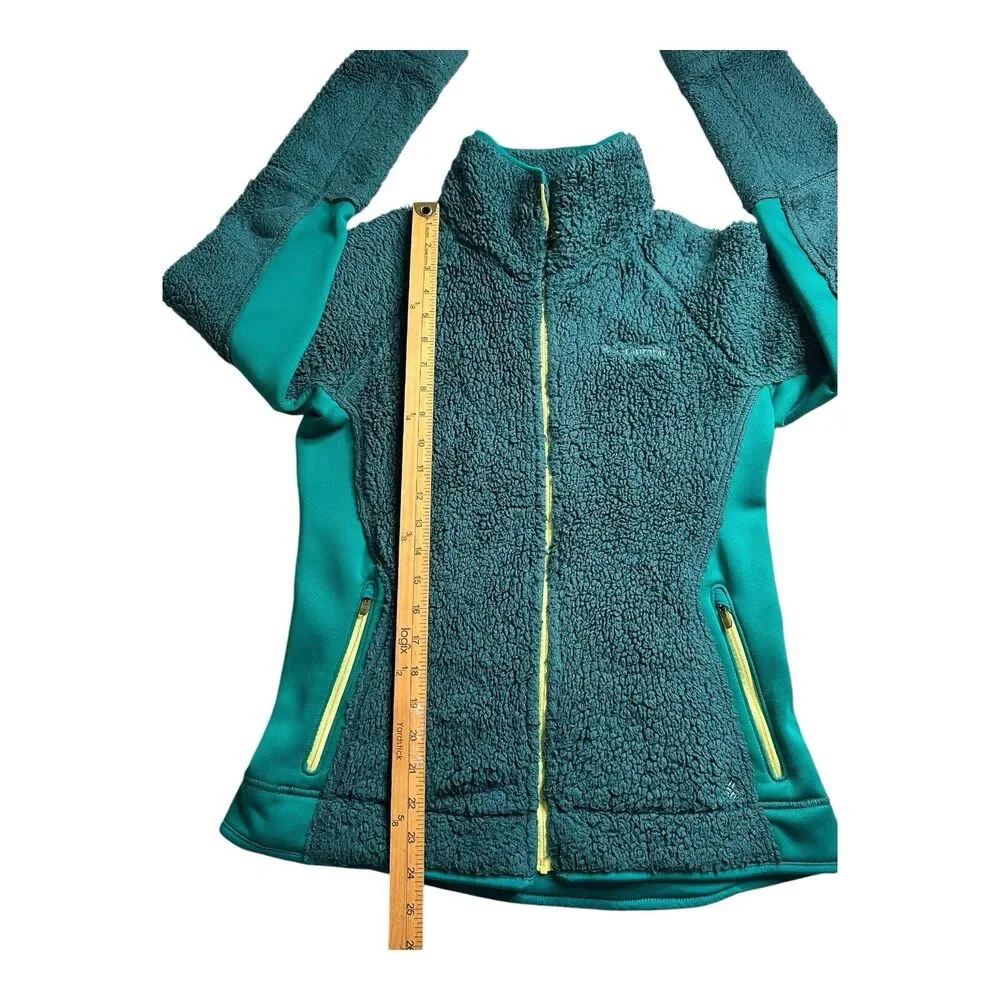 COLUMBIA Women’s‎ Full-Zip Fleece Jacket Coat Medium Green Yellow Outdoor