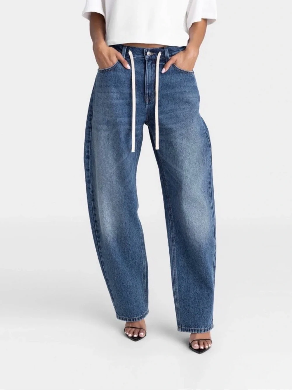 Kbb Lennox Jeans . Mid waist Barrel jeans . Dark wash 4